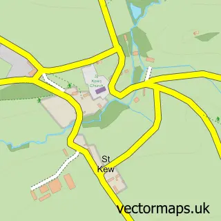 Street map sample of St Kew, Cornwall
