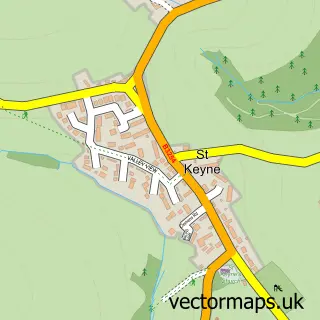 Street map sample of St Keyne, Cornwall