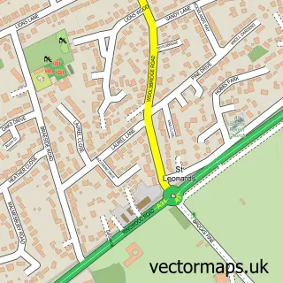 Street map sample of St Leonards, Dorset