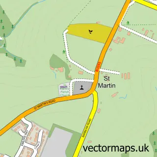 Street map sample of St Martin, Cornwall
