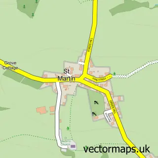 Street map sample of St Martin, Cornwall