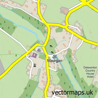 Street map sample of St. Mawgan, Cornwall
