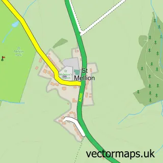 Street map sample of St Mellion, Cornwall