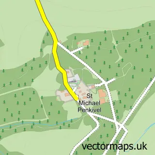 Street map sample of St. Michael Penkevil, Cornwall