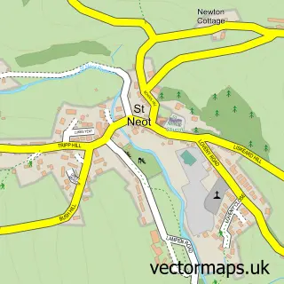 Street map sample of St Neot, Cornwall