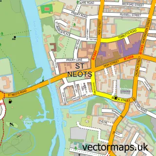 Street map sample of St Neots, Cambridgeshire