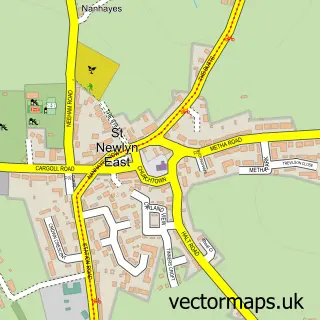 Street map sample of St. Newlyn East, Cornwall