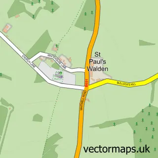 Street map sample of St Paul's Walden, Hertfordshire