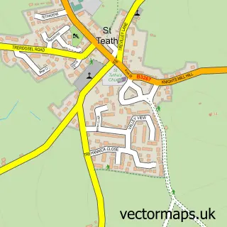 Street map sample of St Teath, Cornwall