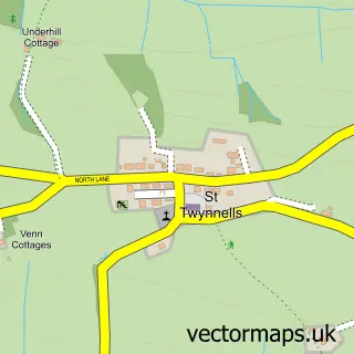 Street map sample of St Twynnells, Dyfed