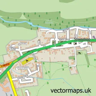 Street map sample of Staindrop, Durham