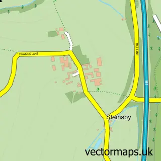 Street map sample of Stainsby, Derbyshire