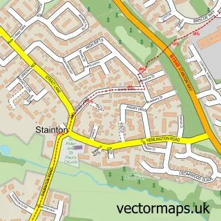 Street map sample of Stainton, North Yorkshire