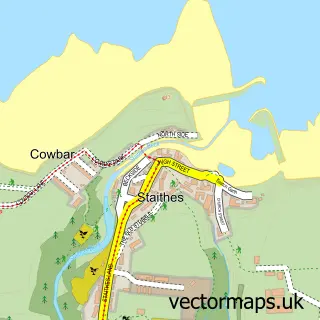 Street map sample of Staithes, North Yorkshire