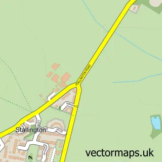 Street map sample of Stallington, Staffordshire
