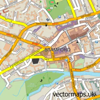 Street map sample of Stamford, Lincolnshire