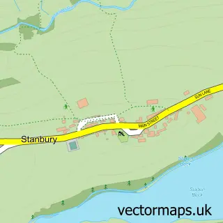 Street map sample of Stanbury, West Yorkshire