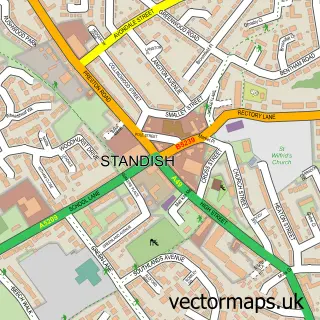 Street map sample of Standish, Greater Manchester
