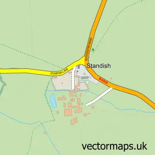 Street map sample of Standish, Gloucestershire