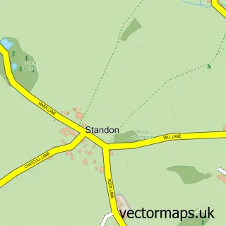 Street map sample of Standon, Staffordshire