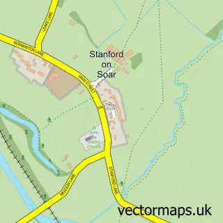 Street map sample of Stanford on Soar, Nottinghamshire