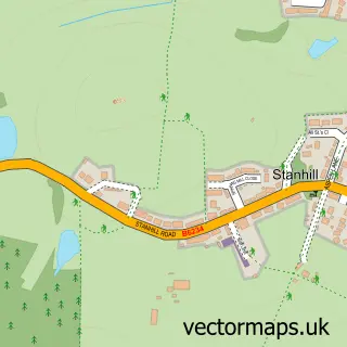 Street map sample of Stanhill, Lancashire