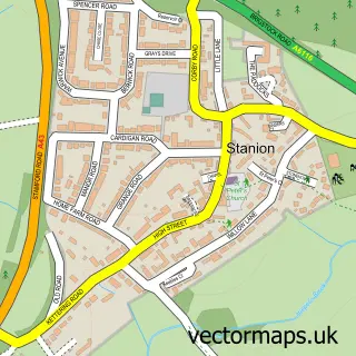 Street map sample of Stanion, Northamptonshire
