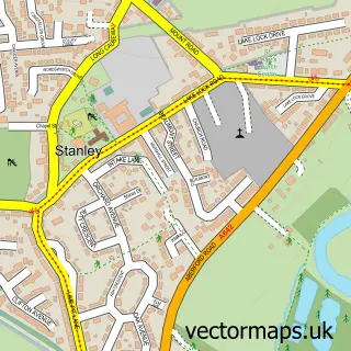Street map sample of Stanley, West Yorkshire