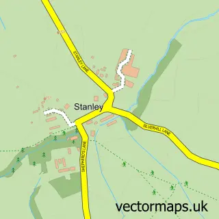 Street map sample of Stanley, Nottinghamshire