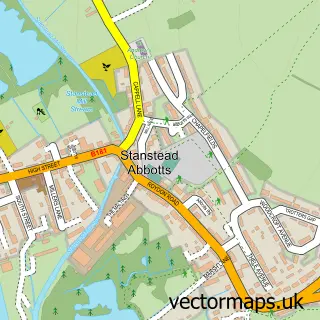 Street map sample of Stanstead Abbotts, Hertfordshire
