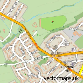 Street map sample of Stanton Hill, Nottinghamshire