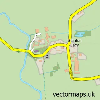 Street map sample of Stanton Lacy, Shropshire