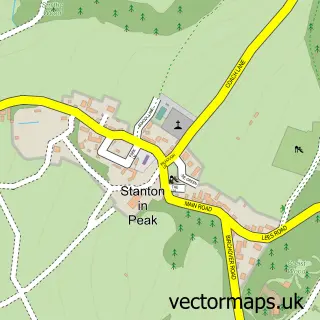 Street map sample of Stanton-in-Peak, Derbyshire