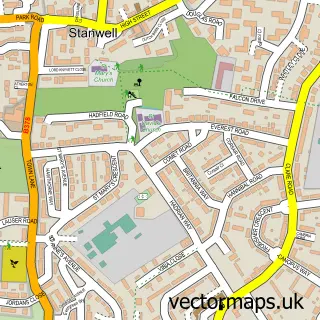 Street map sample of Stanwell, Surrey