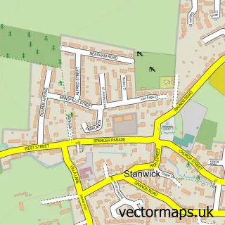 Street map sample of Stanwick, Northamptonshire