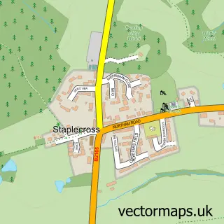 Street map sample of Staplecross, East Sussex