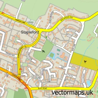 Street map sample of Stapleford, Cambridgeshire