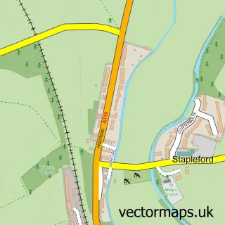 Street map sample of Stapleford, Hertfordshire