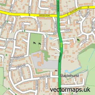 Street map sample of Staplehurst, Kent