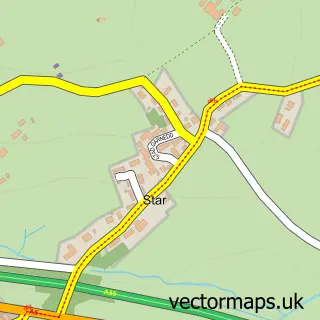 Street map sample of Star, Gwynedd