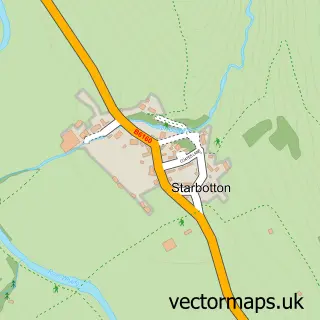 Street map sample of Starbotton, North Yorkshire