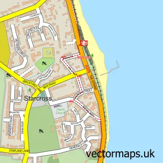 Street map sample of Starcross, Devon