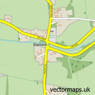 Street map sample of Starston, Norfolk