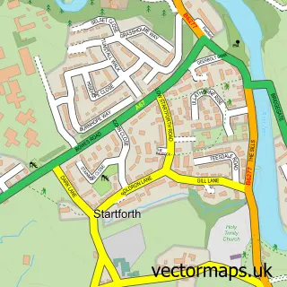 Street map sample of Startforth, Durham
