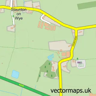 Street map sample of Staunton on Wye, Herefordshire