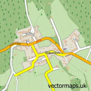 Street map sample of Staunton, Gloucestershire