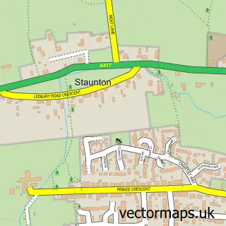 Street map sample of Staunton, Gloucestershire