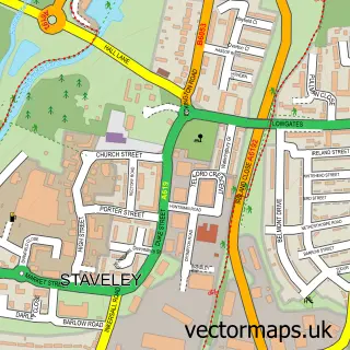 Street map sample of Staveley, Derbyshire