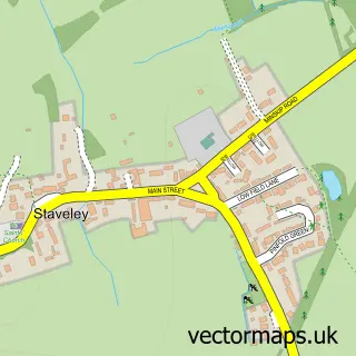 Street map sample of Staveley, North Yorkshire