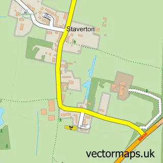 Street map sample of Staverton, Gloucestershire